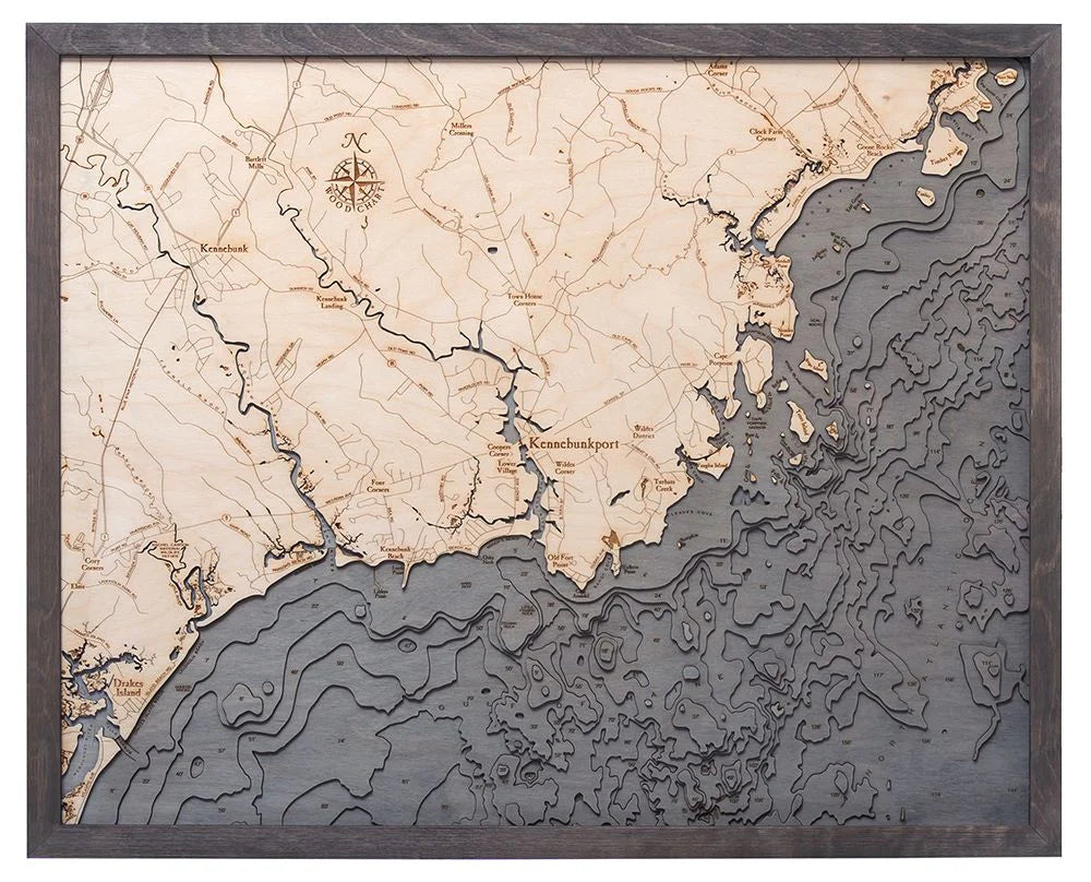 Kennebunkport Maine Coast Wood Chart
