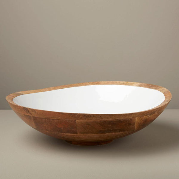 Be Home TABLETOP - Madras Mango Wood & White Enamel Bowl