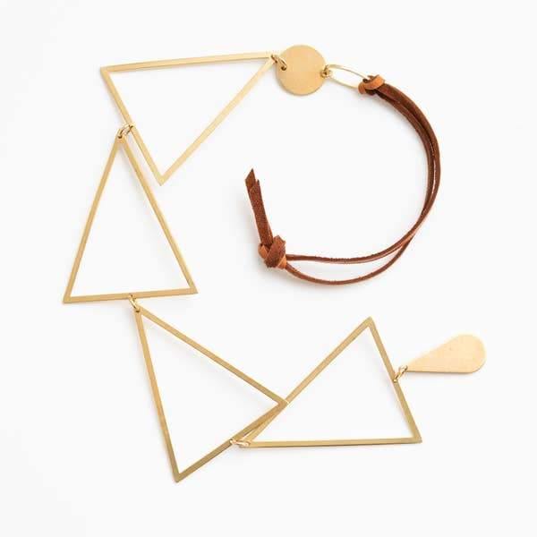Nest Pretty Things DECORATIVE - Brass Wall Hanging Triangles/Trees