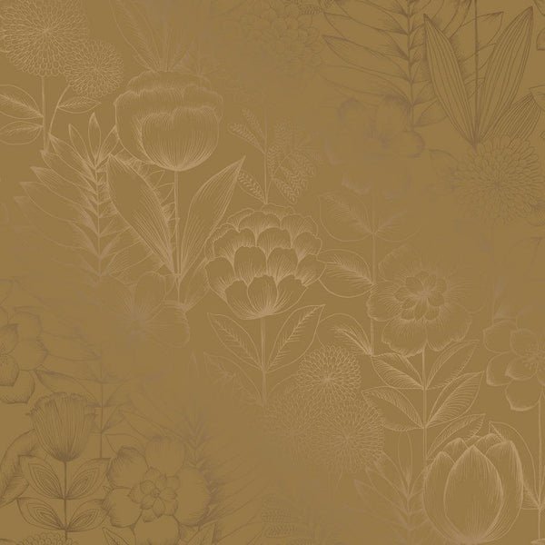 Tempaper Designs LIFESTYLE - Homestead Floral Metallic Marigold Peel and Stick Wallpaper
