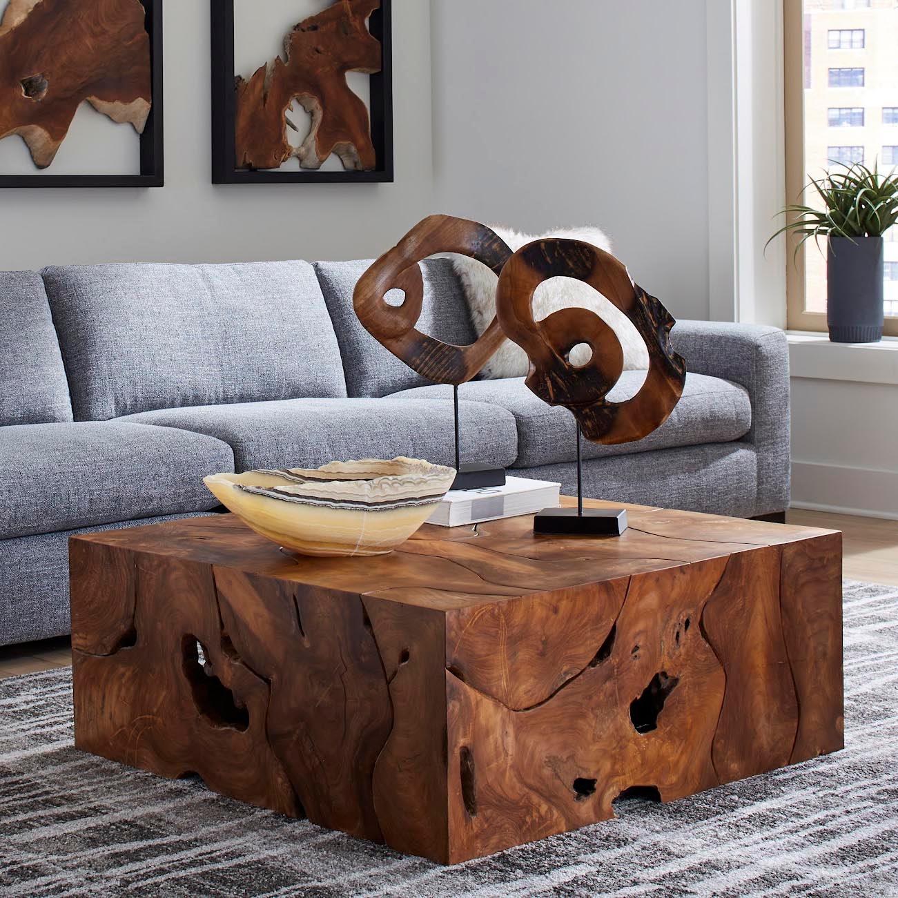 Phillips Collection FURNITURE - Teak Slice Coffee Table - Square