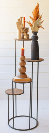 Kalalou Inc. FURNITURE - Four-tiered Wood & Metal Round Display