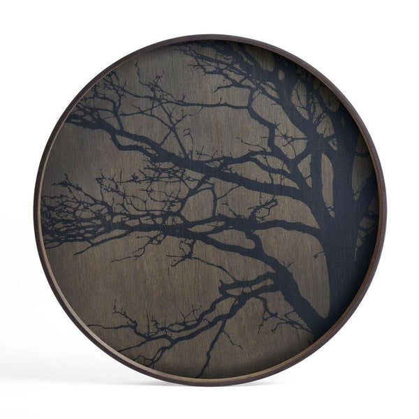 Notre Monde (Ethnicraft) DECORATIVE - Black Tree Large Round Wooden Tray