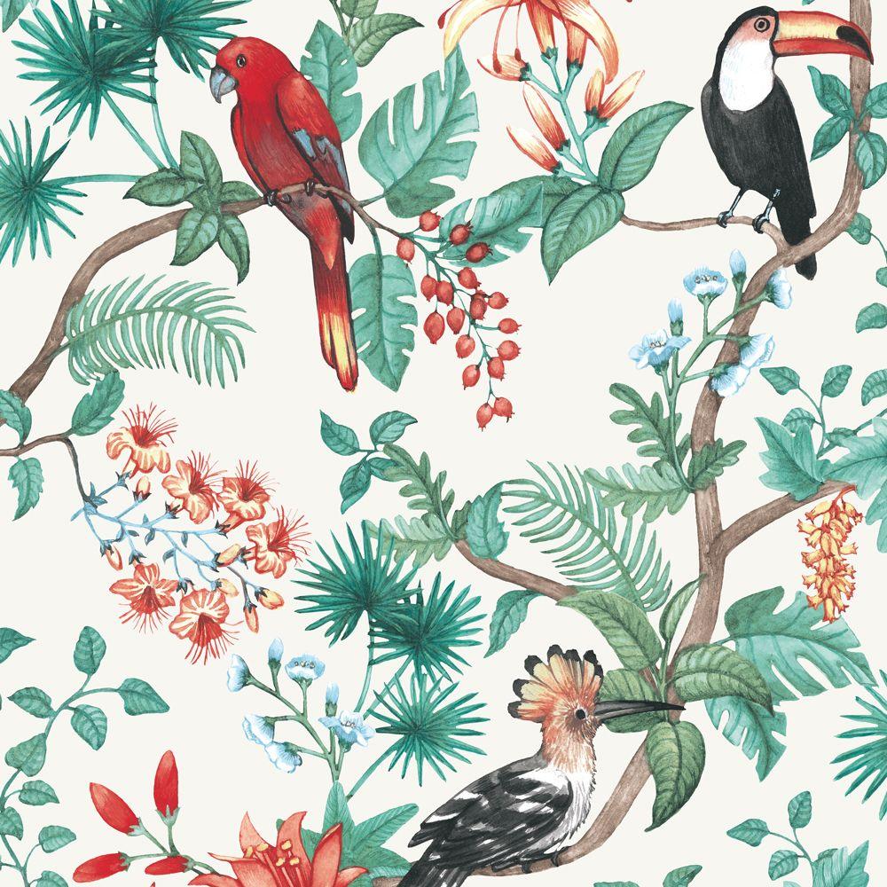 Tempaper Designs LIFESTYLE - Birds of Paradise Coconut Cream Peel and Stick Wallpaper