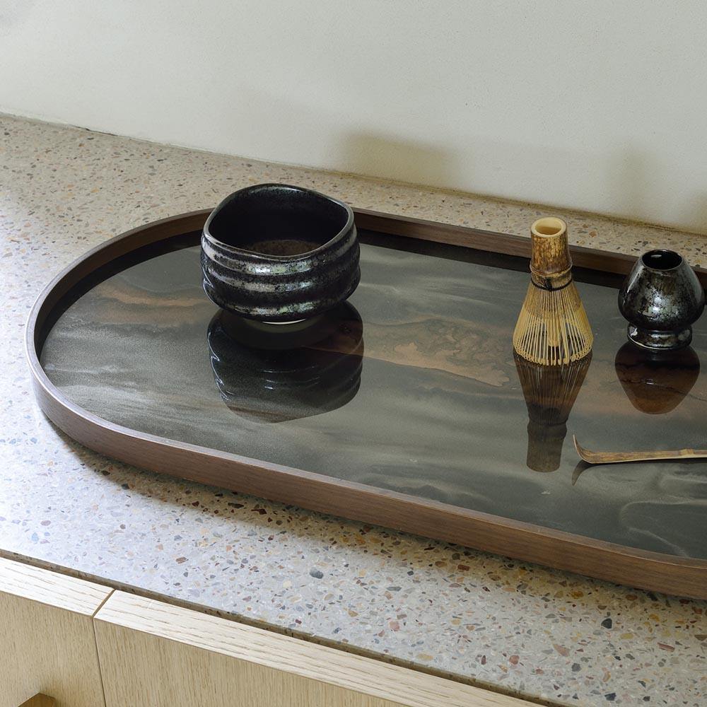 Notre Monde (Ethnicraft) DECORATIVE - Bronze Organic Glass Oblong Tray