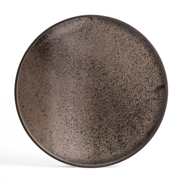 Notre Monde (Ethnicraft) DECORATIVE - Heavy Aged Bronze Extra Large Round Mirror Tray