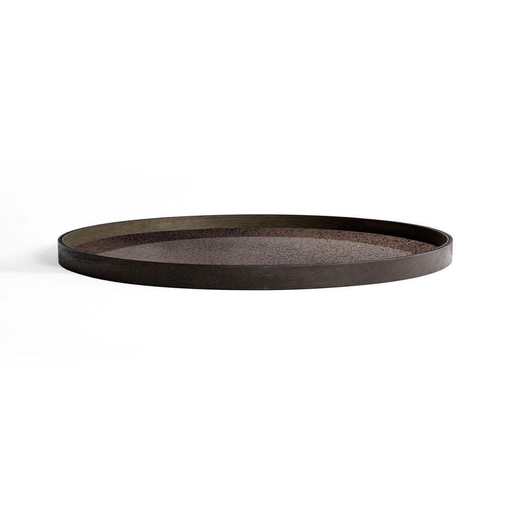 Notre Monde (Ethnicraft) DECORATIVE - Heavy Aged Bronze Small Round Mirror Tray