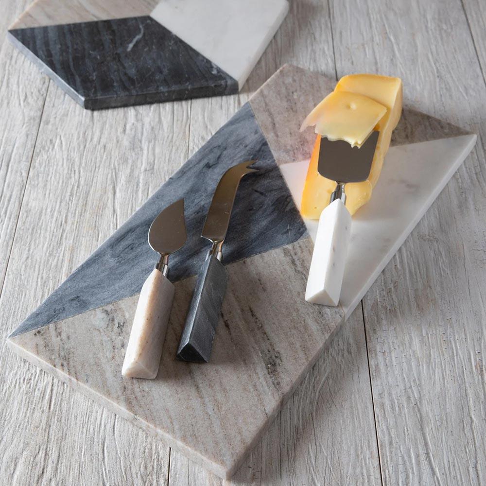 Be Home TABLETOP - Geometric Marble Triangular Cheese Set