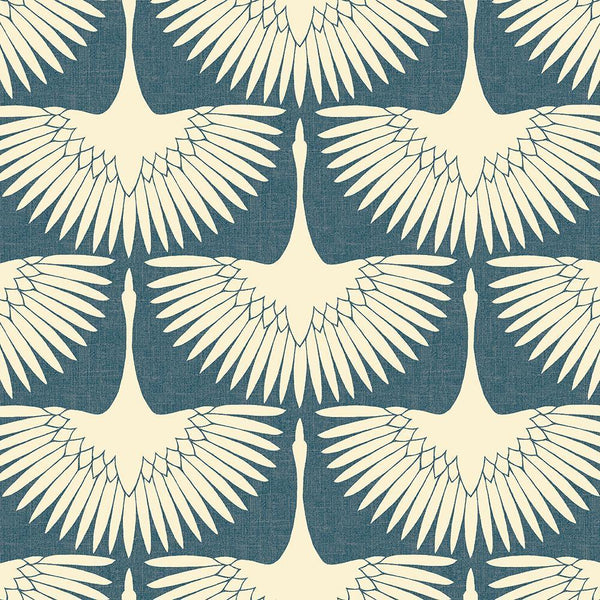 Tempaper Designs LIFESTYLE - Genevieve Gorder Feather Flock Denim Blue Peel and Stick Wallpaper