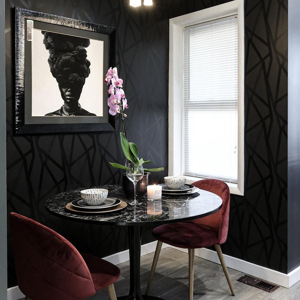 Tempaper Designs LIFESTYLE - Genevieve Gorder Intersections Black on Black Peel and Stick Wallpaper