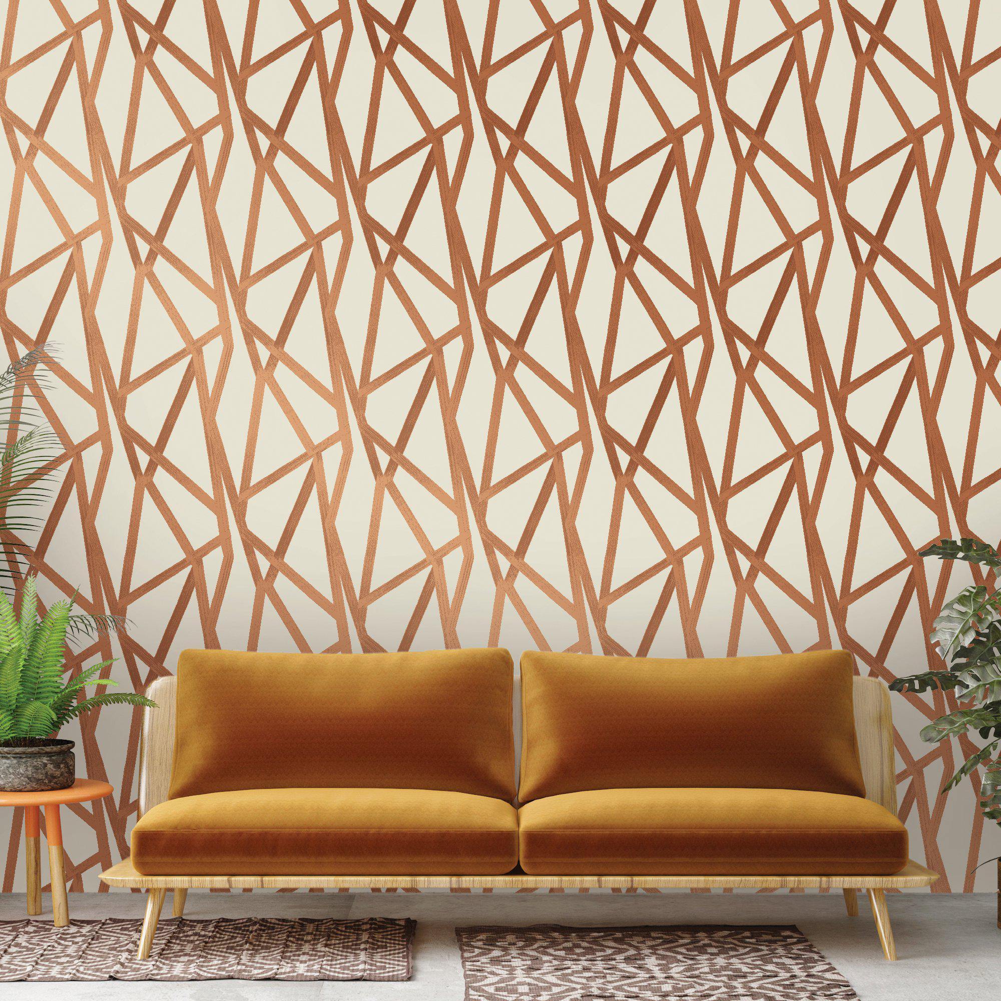 Tempaper Designs LIFESTYLE - Genevieve Gorder Intersections Urban Bronze Peel and Stick Wallpaper
