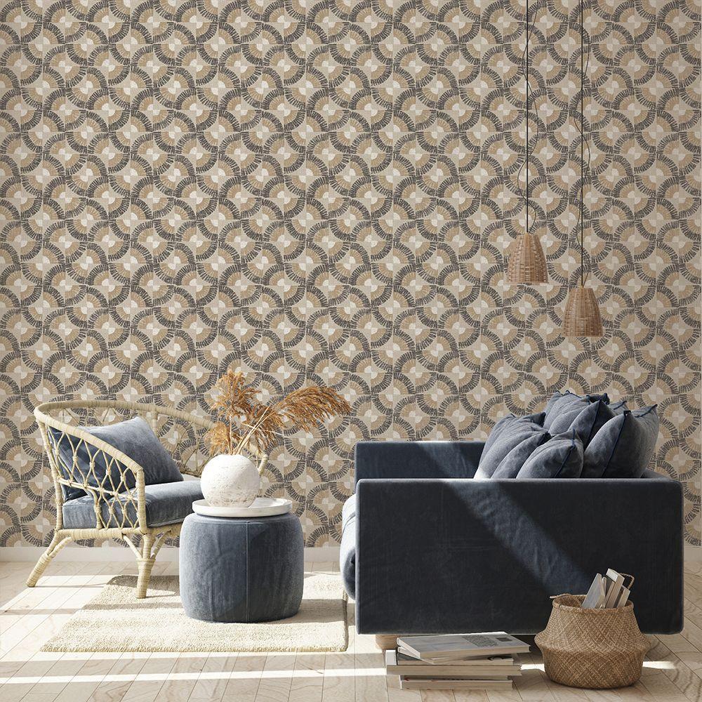 Tempaper Designs LIFESTYLE - Grasscloth Fans Peel and Stick Wallpaper