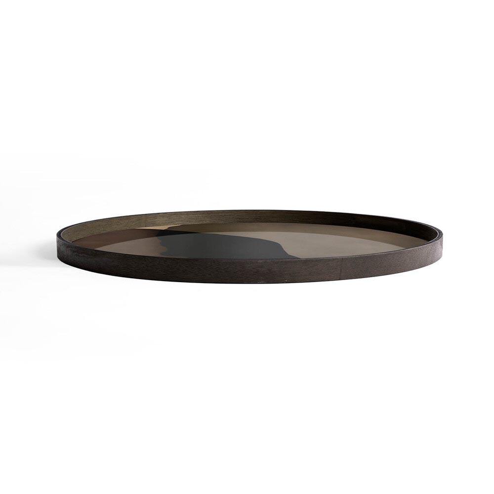 Notre Monde (Ethnicraft) DECORATIVE - Graphite Combined Dots Extra Large Round Glass Tray