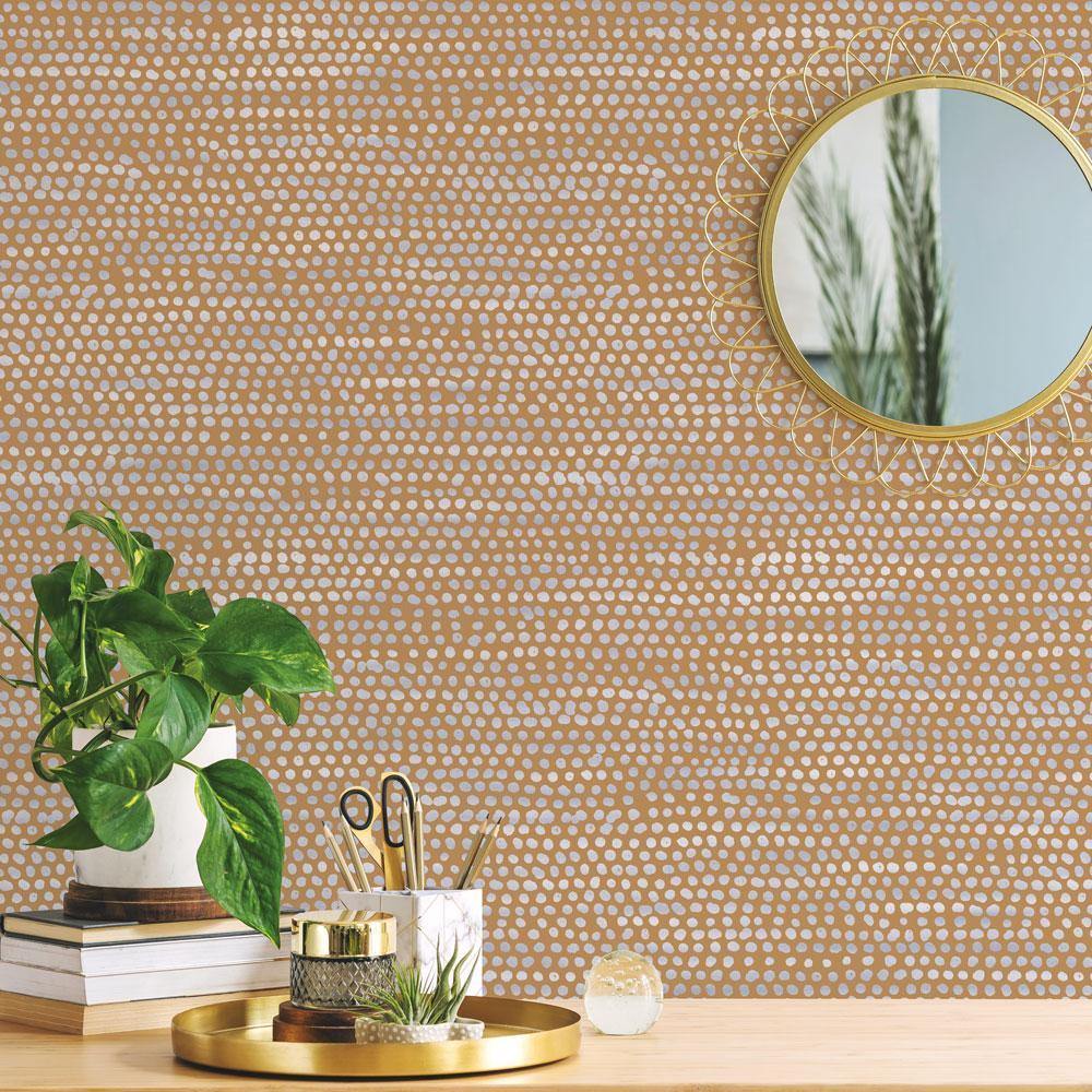 Tempaper Designs LIFESTYLE - Moire Dots Toasted Turmeric Peel and Stick Wallpaper