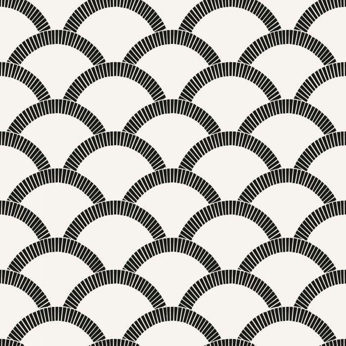 Tempaper Designs LIFESTYLE - Mosaic Scallop Black & Cream Peel and Stick Wallpaper