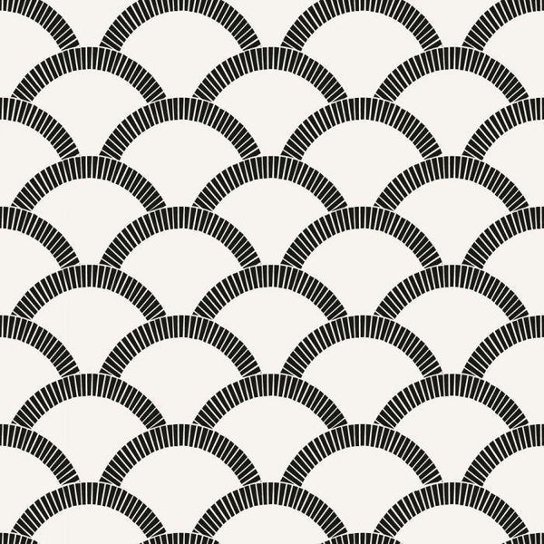 Tempaper Designs LIFESTYLE - Mosaic Scallop Black & Cream Peel and Stick Wallpaper