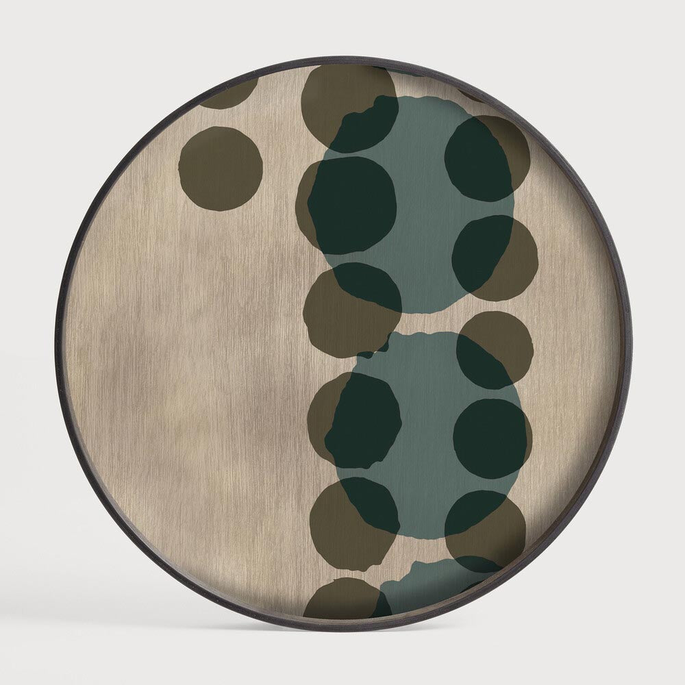 Notre Monde (Ethnicraft) DECORATIVE - Slate Layered Dots Large Round Glass Tray