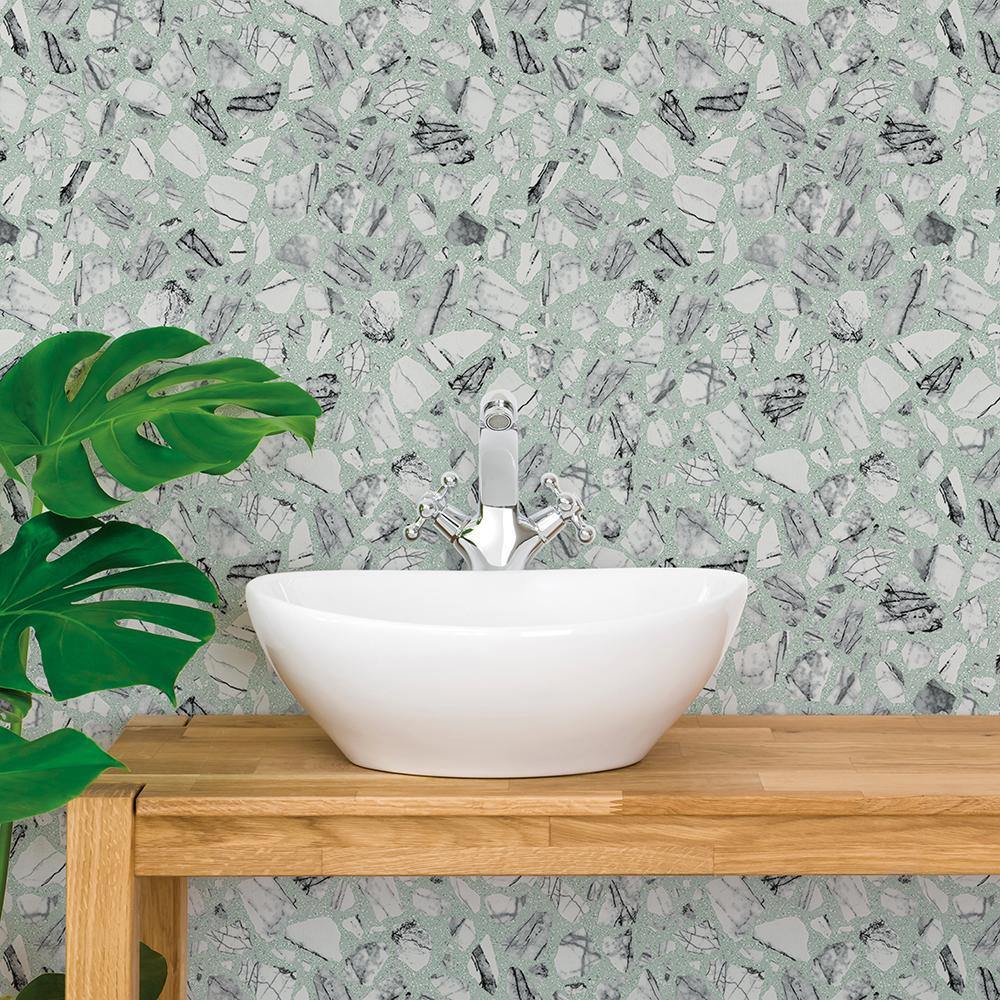 Tempaper Designs LIFESTYLE - Speckled Terrazzo Mint Julep Peel and Stick Wallpaper