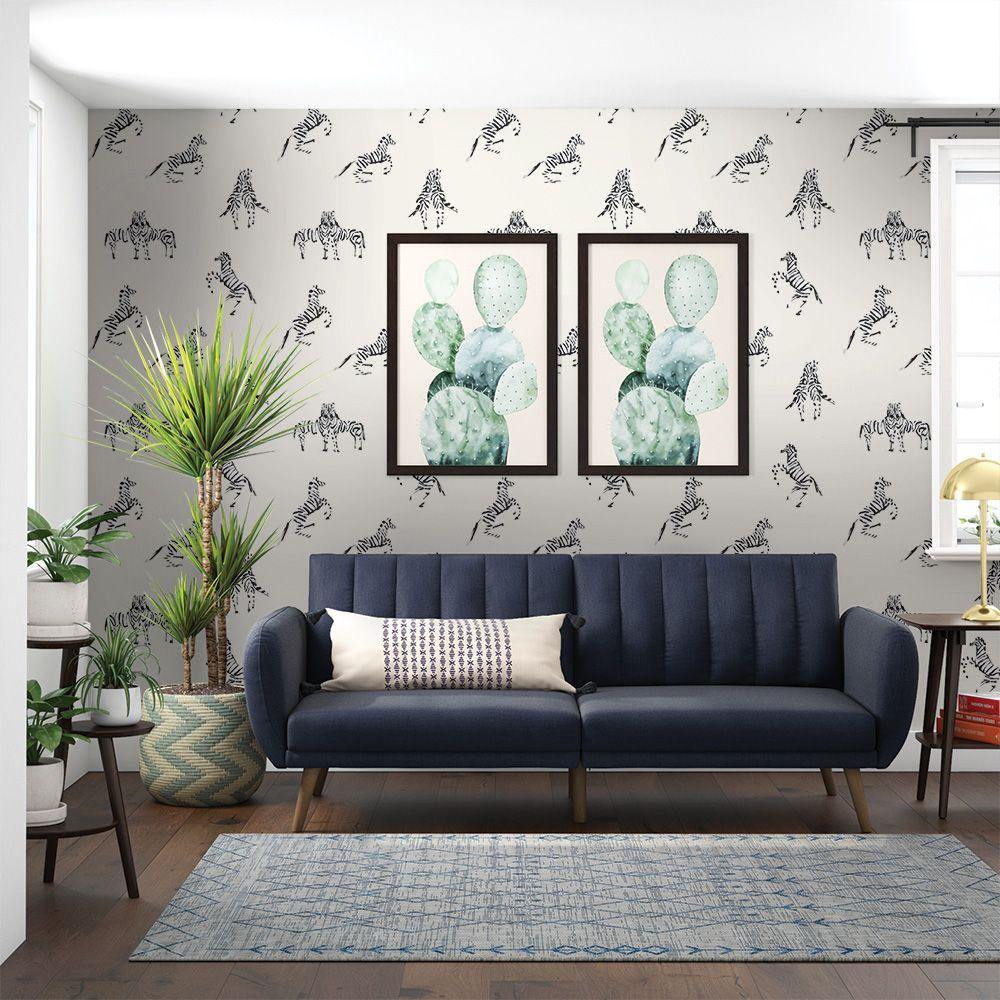 Tempaper Designs LIFESTYLE - Zebras In Love White Peel and Stick Wallpaper